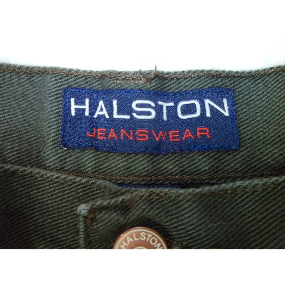 Halston Jeanswear 90s‎ Green Denim Cotton Shorts High Waisted Size 12